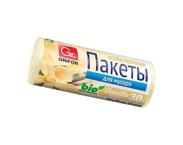 Мешки для мусора 30 л, ароматизированные, Ваниль, бежевые, в рулоне 20 шт., ПНД, 9 мкм, 560х530 мм, GRIFON Aroma, 101-020 V в Шымкенте