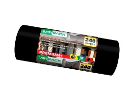 Мешки для мусора 240 л, ароматизированные, черные, в рулоне 10 шт., ПВД 45 мкм, 1300х930 мм, PREMIUM+, 24010830 в Шымкенте