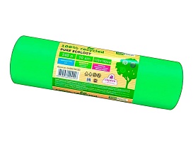 Мешки для мусора 240 л, ароматизированные, биоразлагаемые, зеленые, в рулоне 10 шт., ПВД 40 мкм, 1500х1100 мм, PURE ECOLOGY, bio24010120 в Шымкенте