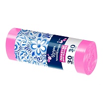 Мешки для мусора 30 л, розовые, в рулоне 30 шт., ПНД, 8 мкм, 560х480 мм, Узоры Чистоты, МУ3605 (ММЭ-30роз) в Шымкенте