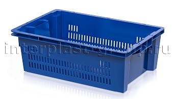 Ящик универсальный для овощей, фруктов и хлеба перфорированные стенки сплошное дно синий в Шымкенте