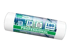 Мешки для мусора 180 л, прозрачные, в рулоне 10 шт., ПВД, 30 мкм, 1100х930 мм, PROFESSIONAL, 180104408 в Шымкенте