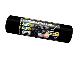 Мешки для мусора 180 л, черные, в рулоне 10 шт., ПВД, 60 мкм, 1100х930 мм, EXTRA LUX+, 1801098 в Шымкенте