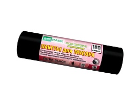 Мешки для мусора 180 л, ароматизированные, черные, в рулоне 10 шт., ПВД, 50 мкм, 1100х930 мм, EXTRA black, 18008301 в Шымкенте Мешки для мусора 180 л, ароматизированные, черные, в рулоне 10 шт., ПВД, 50 мкм, 1100х930 мм, EXTRA black, 18008301 в Шымкенте