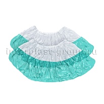 Бахилы бело-бирюзовые 1000 шт (500 пар), 48 мкм, двойная подошва, с одной резинкой, Эконом+ в Шымкенте