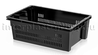Ящик универсальный для овощей, фруктов и хлеба перфорированные стенки сплошное дно черный в Шымкенте
