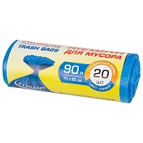 Мешки для мусора 90 л, синие, в рулоне 20 шт., ПНД, 14 мкм, 900х700 мм, LAIMA ULTRA, 607693 в Шымкенте