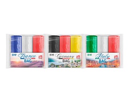 Мешки для мусора 30 л, ассорти, в рулоне 20 шт., ПНД, 9 мкм, 600х500 мм, GRIFON Триколор, 101-024 в Шымкенте