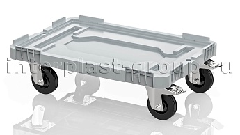 Тележка пластиковая сплошная 2 колеса с тормозом серая в Шымкенте Тележка пластиковая сплошная 2 колеса с тормозом серая в Шымкенте