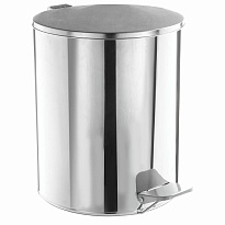 Ведро для мусора с педалью, усиленное, ТИТАН, 7 л, кольцо под мешок, нержавеющая сталь, хром в Шымкенте