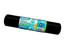 Мешки для мусора 240 л, черные, в рулоне 10 шт., ПВД 80 мкм, 1300х930 мм, EXPORT, exp 24010167 в Шымкенте Мешки для мусора 240 л, черные, в рулоне 10 шт., ПВД 80 мкм, 1300х930 мм, EXPORT, exp 24010167 в Шымкенте