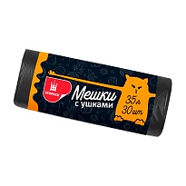 Мешки для мусора 35 л, с ушками, черные, в рулоне 30 шт., ПНД, 10 мкм, 655х500 мм, Comfort, М6064 в Шымкенте