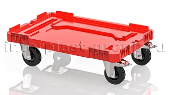 Тележка пластиковая сплошная 2 колеса с тормозом красная в Шымкенте Тележка пластиковая сплошная 2 колеса с тормозом красная в Шымкенте