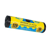 Мешки для мусора 120 л, с ушками, черные, в рулоне 10 шт., ПНД, 13 мкм, 1050х680 мм, Крепакоф, 4607075710252 в Шымкенте Мешки для мусора 120 л, с ушками, черные, в рулоне 10 шт., ПНД, 13 мкм, 1050х680 мм, Крепакоф, 4607075710252 в Шымкенте