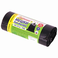 Мешки для мусора 30 л, черные, в рулоне 30 шт., ПНД, 7 мкм, 550х480 мм, Любаша, 608089 в Шымкенте