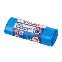 Мешки для мусора 60 л, синие, в рулоне 20 шт., ПНД, 10 мкм, 680х580 мм, LAIMA, 606703 в Шымкенте