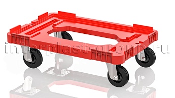 Тележка пластиковая с отверстием без тормозов красная в Шымкенте Тележка пластиковая с отверстием без тормозов красная в Шымкенте