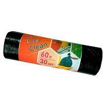 Мешки для мусора 60 л, черные, в рулоне 30 шт., ПНД, 6 мкм, 640х580 мм, Концепция Быта EcoClean, 603890 в Шымкенте