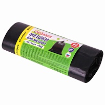 ММешки для мусора 60 л, черные, в рулоне 20 шт., ПНД, 8 мкм, 650х580 мм, Любаша, 608092 в Шымкенте