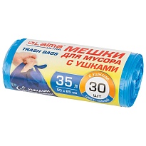 Мешки для мусора 35 л, с ушками, синие, в рулоне 30 шт., ПНД, 11 мкм, 650х500 мм, LAIMA ULTRA, 607684 в Шымкенте Мешки для мусора 35 л, с ушками, синие, в рулоне 30 шт., ПНД, 11 мкм, 650х500 мм, LAIMA ULTRA, 607684 в Шымкенте