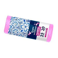 Мешки для мусора 35 л, с ушками, розовые, в рулоне 20 шт., ПНД, 12 мкм, 655х500 мм, Узоры Чистоты, МУ3469 (МСУ-35роз) в Шымкенте