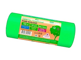 Мешки для мусора 180 л, ароматизированные, биоразлагаемые, зеленые, в рулоне 10 шт., ПВД, 40 мкм, 1300х930 мм, PURE ECOLOGY, bio1801081 в Шымкенте Мешки для мусора 180 л, ароматизированные, биоразлагаемые, зеленые, в рулоне 10 шт., ПВД, 40 мкм, 1300х930 мм, PURE ECOLOGY, bio1801081 в Шымкенте