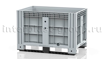 Контейнер iBox сплошной на полозьях с пробкой 1 дюйм серый в Шымкенте