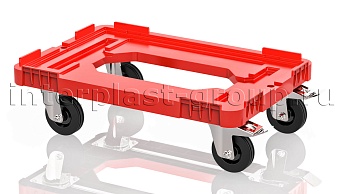Тележка пластиковая с отверстием 2 колеса с тормозом усиленная красная в Шымкенте Тележка пластиковая с отверстием 2 колеса с тормозом усиленная красная в Шымкенте