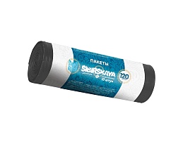 Мешки для мусора 120 л, черные, в рулоне 10 шт., ПНД, 14 мкм, 1100х700 мм, SIBIRSKAYA, 101-008 S в Шымкенте
