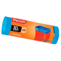 Мешки для мусора 80 л, синие, в рулоне 20 шт., ПНД, 12 мкм, 900х700 мм, PACLAN Classic, 606335 в Шымкенте