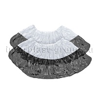 Бахилы бело-черные 1000 шт (500 пар), 48 мкм, двойная подошва, с одной резинкой, Эконом+ в Шымкенте