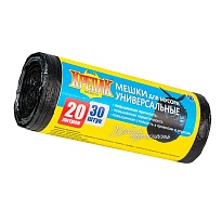 Мешки для мусора 20 л, черные, в рулоне 30 шт., ПНД, 10 мкм, 550х440 мм, Крепак, 4607075710092 в Шымкенте Мешки для мусора 20 л, черные, в рулоне 30 шт., ПНД, 10 мкм, 550х440 мм, Крепак, 4607075710092 в Шымкенте