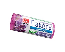 Мешки для мусора 30 л, ароматизированные, Лаванда, сиреневые, в рулоне 20 шт., ПНД, 9 мкм, 560х530 мм, GRIFON Aroma, 101-020 La в Шымкенте