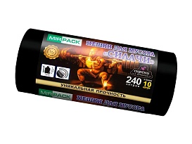 Мешки для мусора 240 л, ароматизированные, черные, в рулоне 10 шт., ПВД 40 мкм, 1500х1100 мм, СИЛАЧИ, sil24011110 в Шымкенте