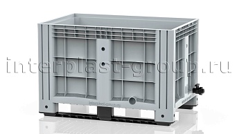 Контейнер iBox сплошной на полозьях с краном серый в Шымкенте