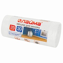 Мешки для мусора 35 л, белые, в рулоне 30 шт., ПНД, 6 мкм, 550х480 мм, LAIMA, 605538 в Шымкенте