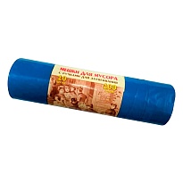 Мешки для мусора 100 л, с завязками, синие, в рулоне 10 шт., ПВД, 40 мкм, 840х670 мм, Концепция Быта Vitalux, 604933 в Шымкенте